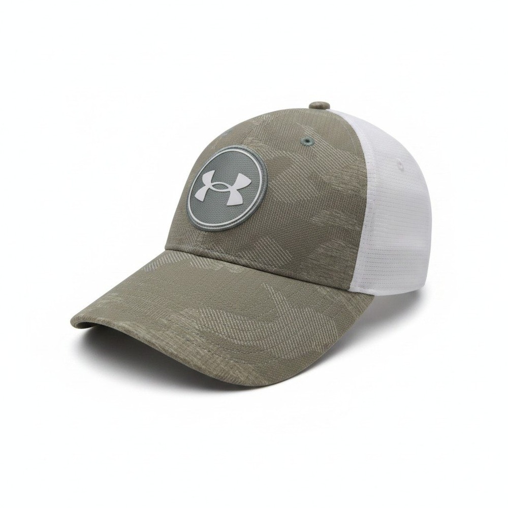 Under Armour Golf Mens Hat Olive Green White Patterned Logo Cap S/M